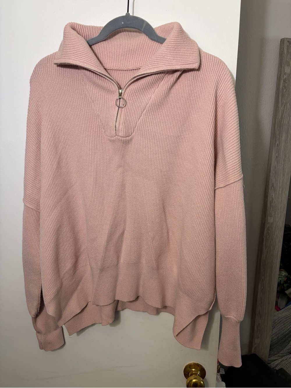Anrabess women’s oversized long sleeve quarter zip  loose slouchy sweater medium